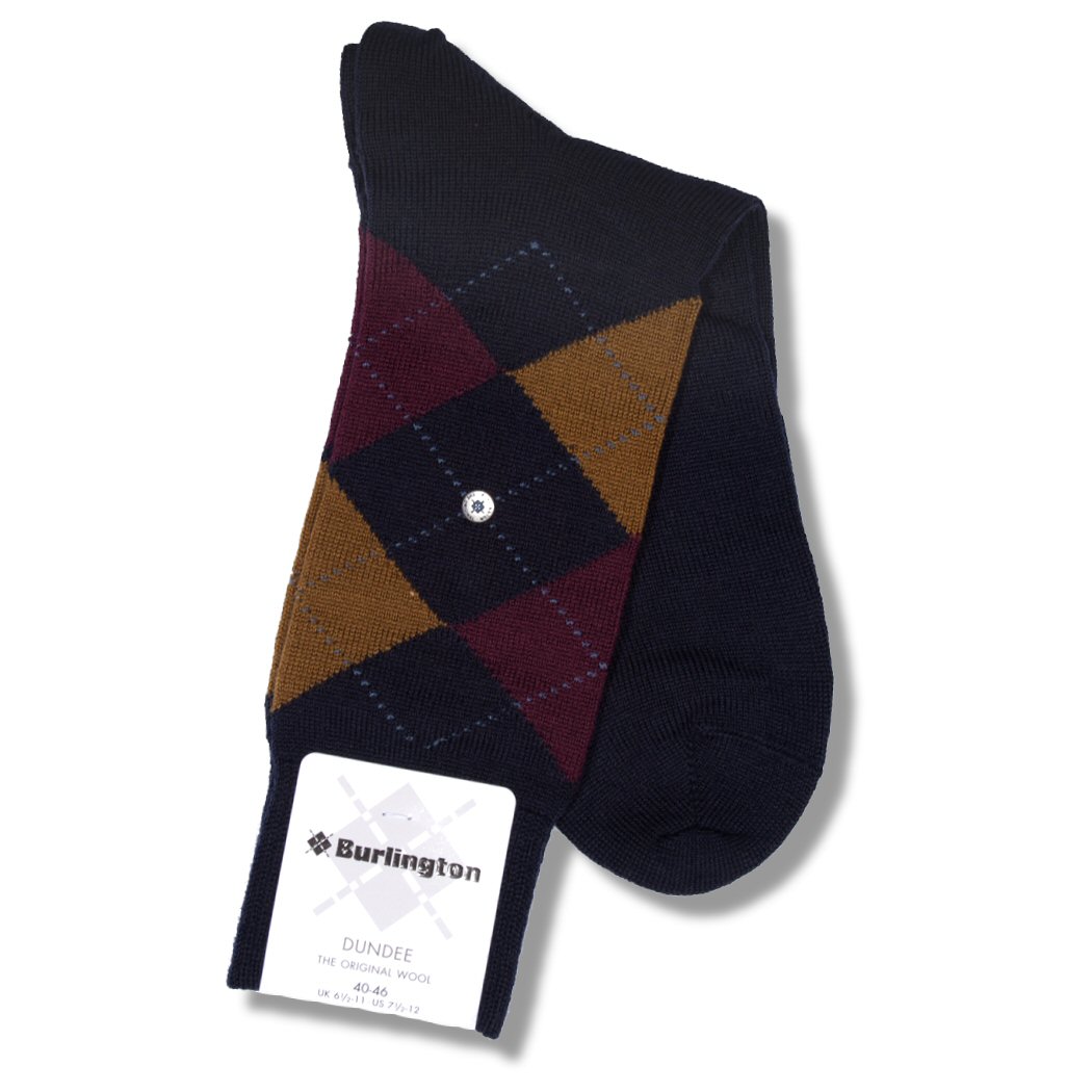Original Burlington Dundee Pair of Wool Argyle Ankle Socks 6.5 11